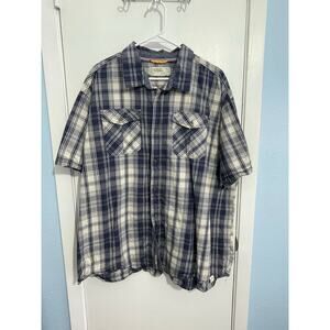 Free Planet Shirt 3X Mens Blue Plaid Summer Dad Shirt